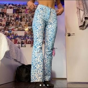 Blue Cheetah Flair Pants